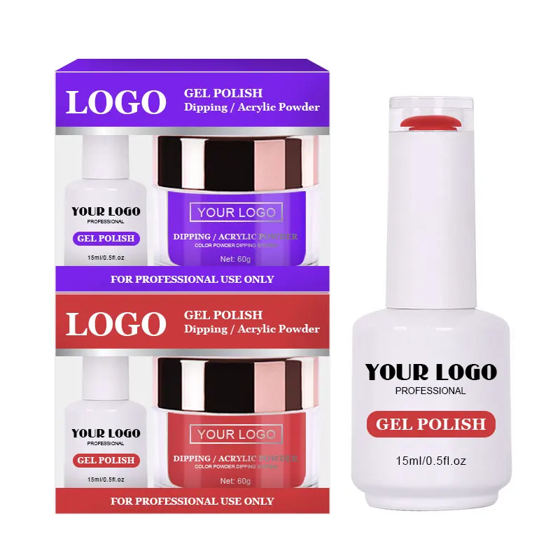 Nail art designs gel polish and dipping powder set 3 in 1 color acrylic nail powder