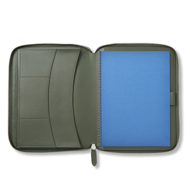 Custom Logo Leather File Folder Executive A5 Business Portfolio Organizer Folder Conference Leather Padfolio