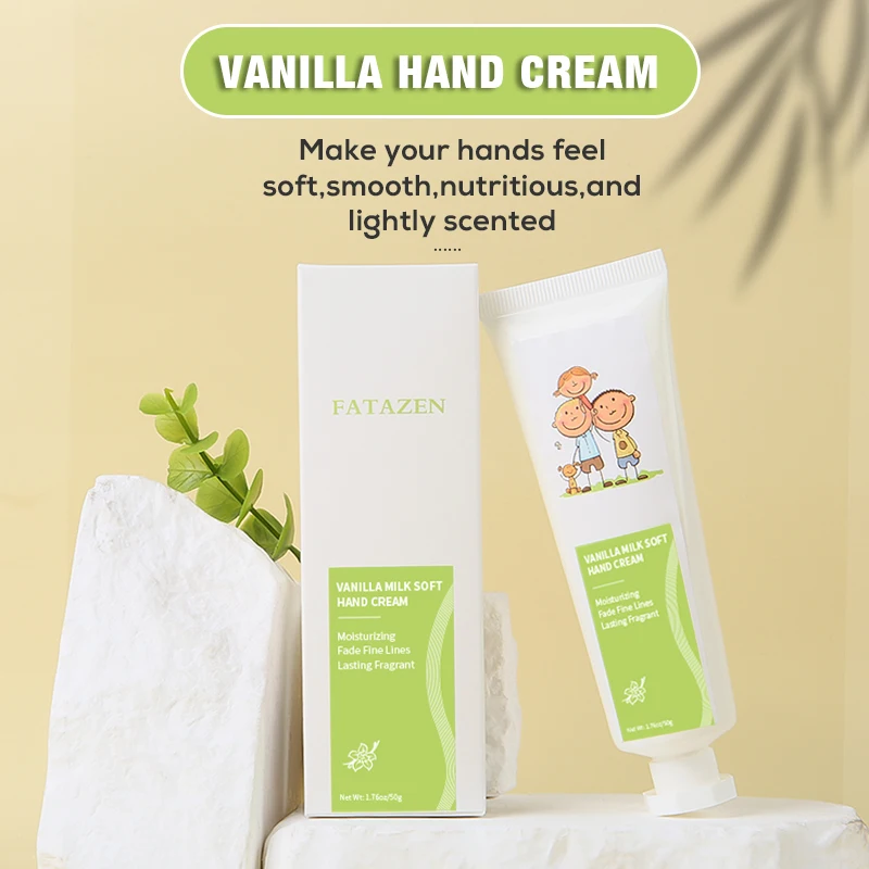 FATAZEN OEM ODM Vanilla Milk Soft Hand Cream Lotion Rosemary Leaf Moisturizing Smooth Skin Care Glowing Repairing Hand Cream