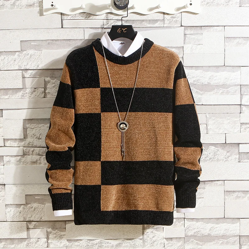 Sweater Men High Quality Fashion Casual Knitted Sweater Men Patchwork O Neck Winter Sweater For Men