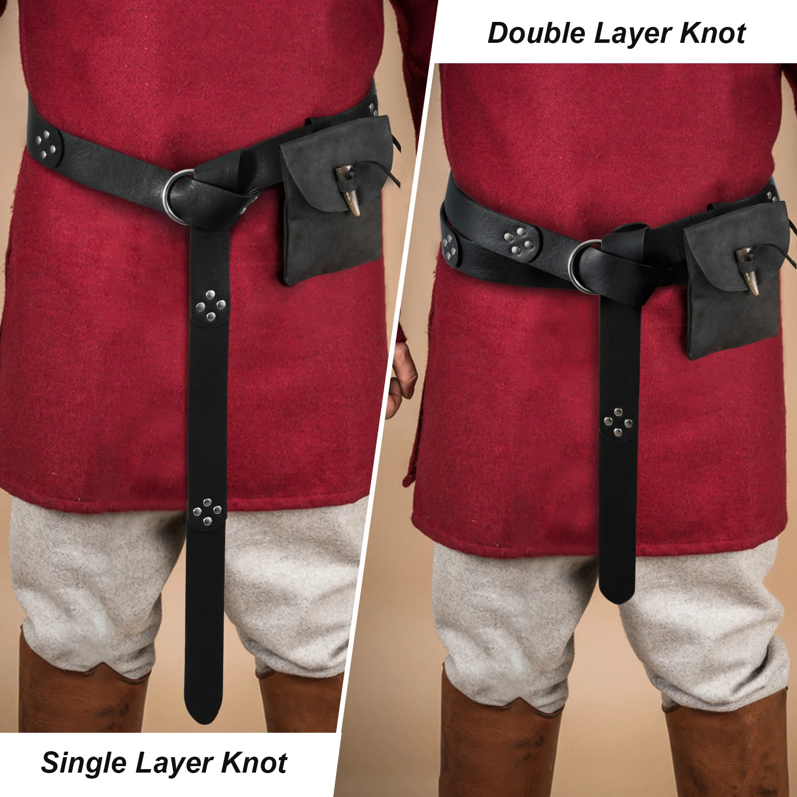 Wholesale Renaissance Rivet Vintage Knight WaistBelt Alloy Buckle Viking PU  Faux Leather Belt For Halloween Cosplay Costume