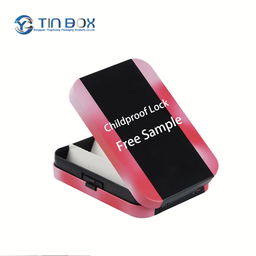 Factory Cr Cigarette Childproof Tin Tobacco Packaging Metal Canister Square Stackable Pre Hinge Roll Tin Box