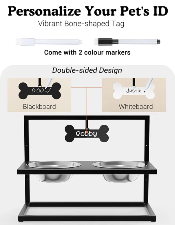 Pet Adjustable Height Stainless Steel Bowl Elevated Dog Bowl With Stand For Cats And Dogs
