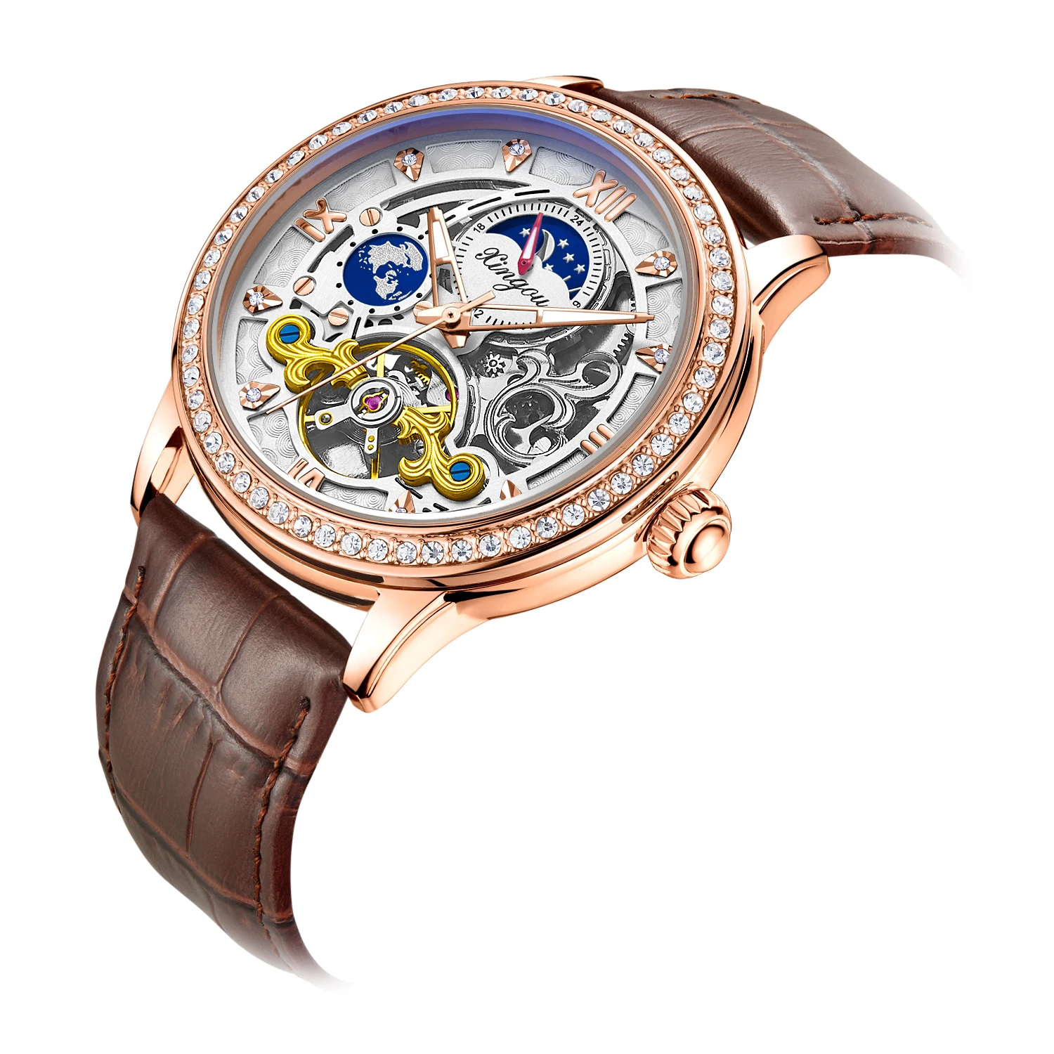Automatic Tourbillon Mechanical Man Watch Luxury Men Waterproof High Quality With Diamonds Automatic Watch Business