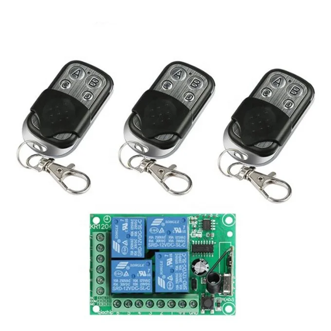 433Mhz Wireless Remote Control Switch DC12V 4CH Relay Receiver Module RF Transmitter 433 Mhz For Garage Door Opener