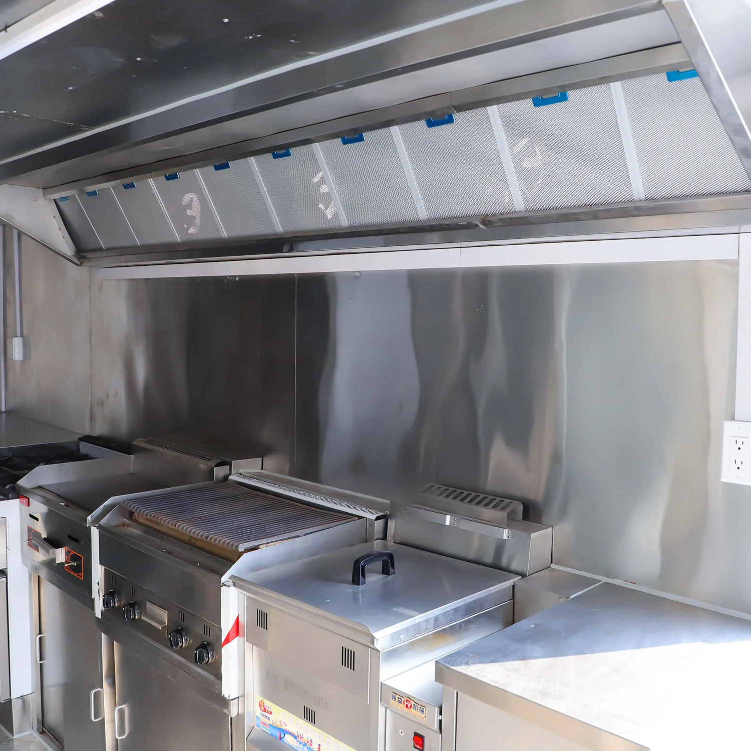 Street fast food enclosed french fry food truck german food truck green truck cafe