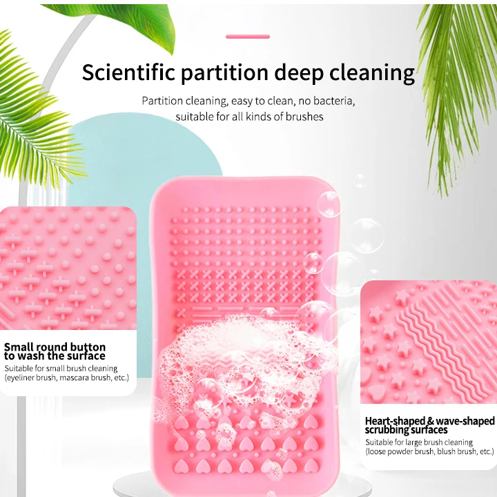 
Wholesale Makeup Tools Popular Beauty Cosmetic Pad Washing Scrubber Silicone Makeup Brush Cleaner Mat 