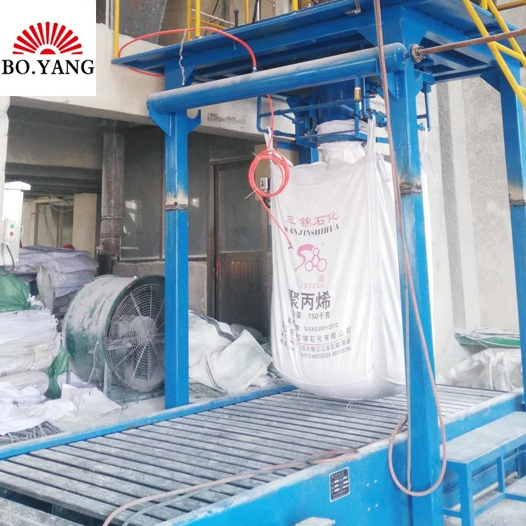 Ton Bag Packaging Machine Lime Ore Weighing Filling Sealing Granule Robotic Palletizer and Pallet Wrapper for Cement 0.4-0.6mpa