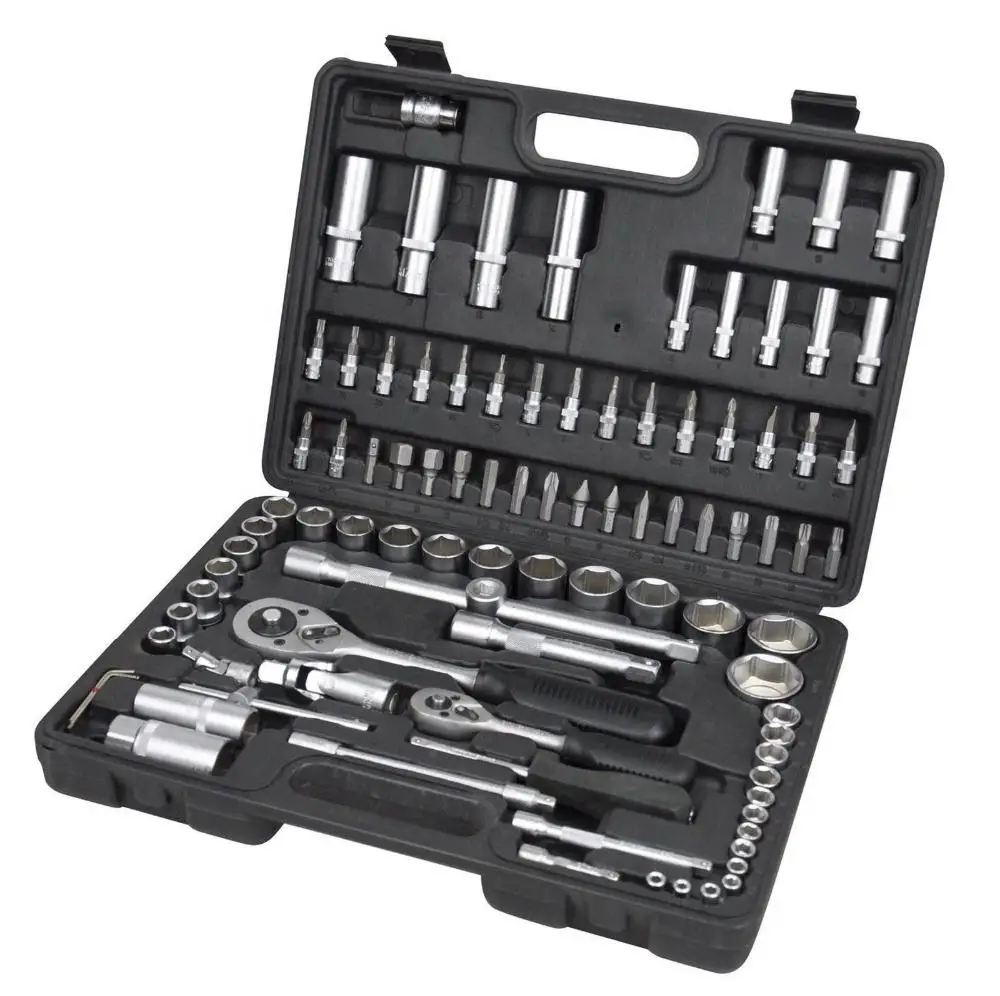 Car Repair Tool 94 Pieces  Mixed socket wrench set Hand Tool Box Set with Ratchet Wrench Household Mechanical Tool Set