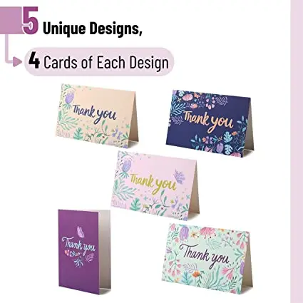 Full Color Printing Blank Cards with Envelopes and Stickers for Bridal Shower, Birthday, Wedding, Thank You, Baby Shower