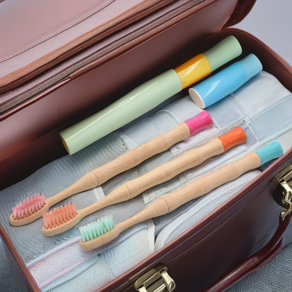 Biodegradable eco-friendly bamboo wooden tube pack set toothbrush for hotel and travel