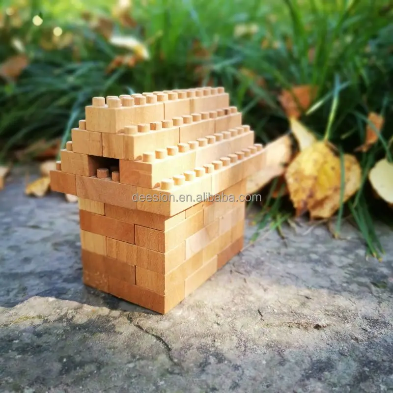 Wooden DIY brick toys small house ready for build up BPA free nature color Christmas gift birthday gift for kids and adult