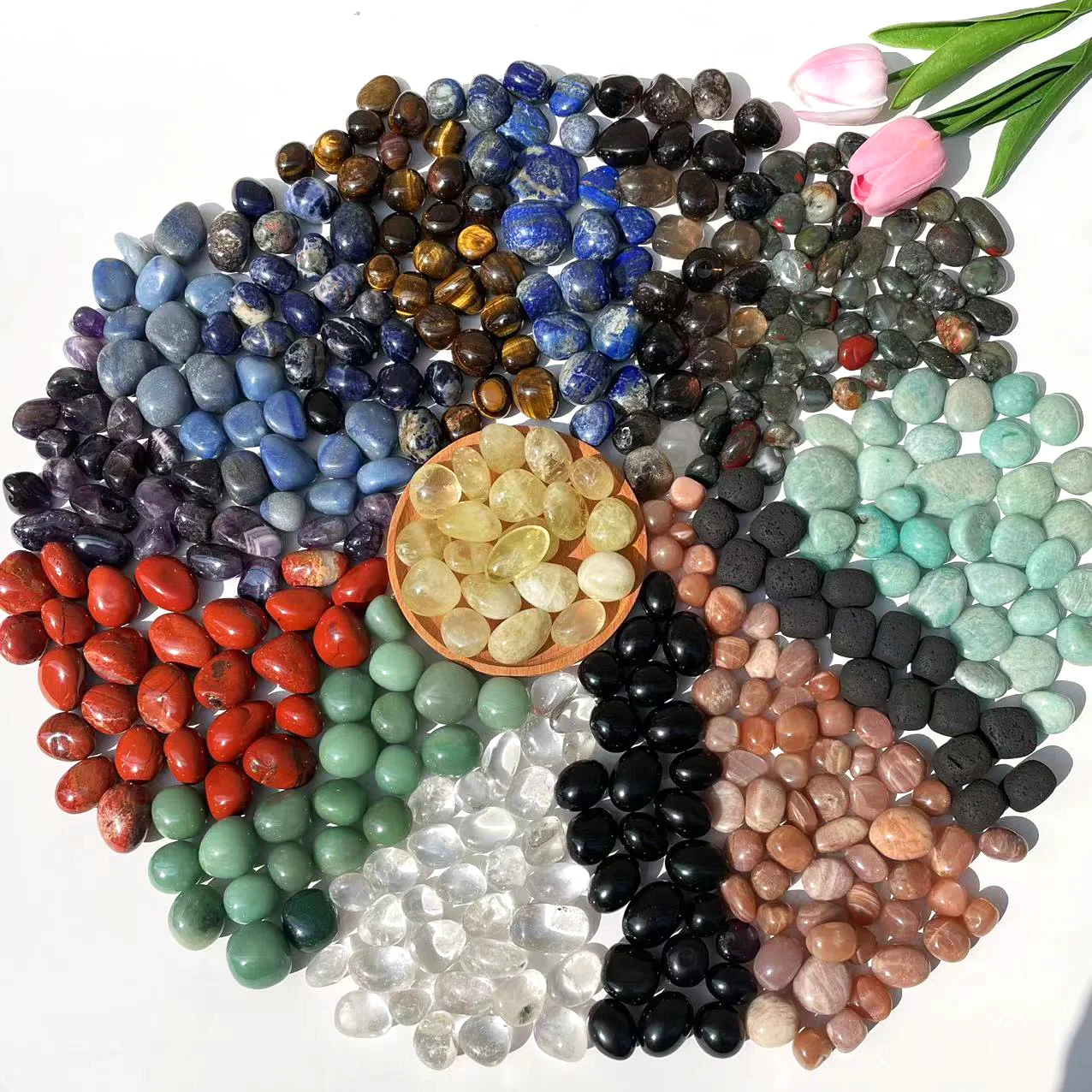 Bulk wholesale 500g natural amethyst citrine quartz rolling stone crystals healing stones gemstone tumbled stones