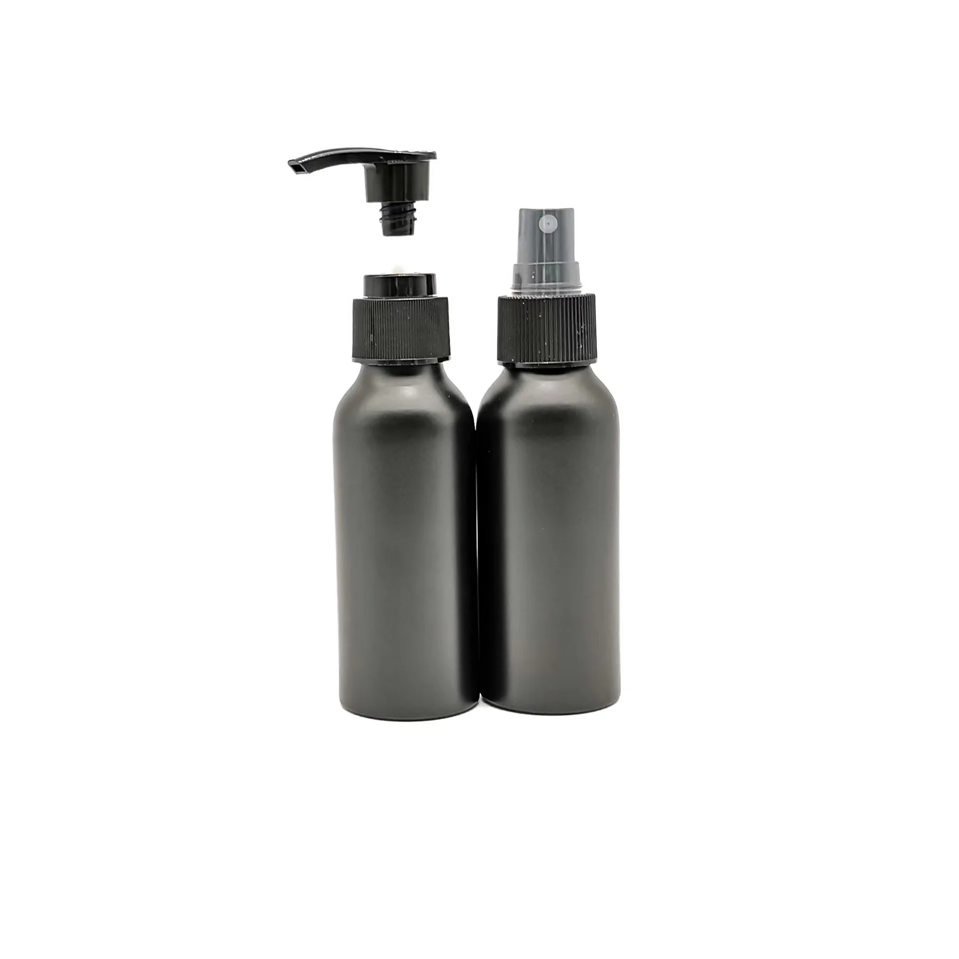 Stock wholesale 300ml 500ml recyclable cosmetics packaging sunscreen spray primary aluminum bottle and pump