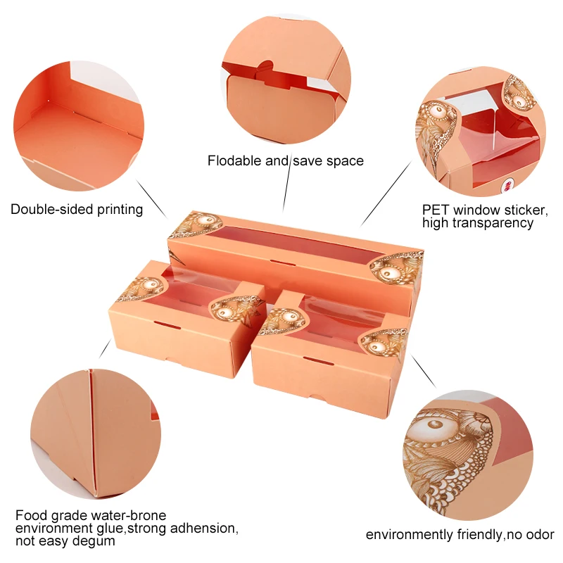 Sushi box with window disposable paper box, foldable flat sushi box suitable for sushi