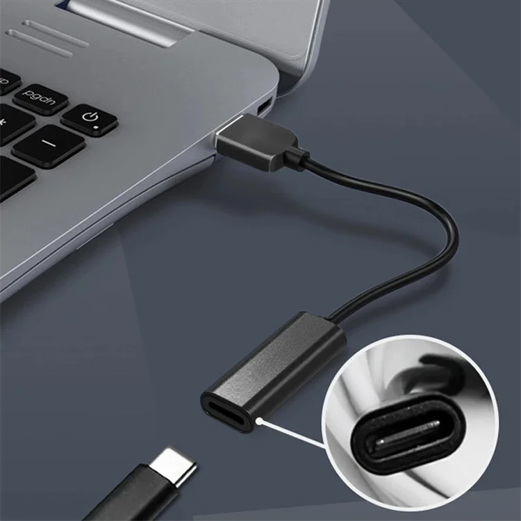 USB Type C Female to 90 Degree Right Angle DC Connector Adapter PD Charging Power Supply Charger Converter Cable for Laptop