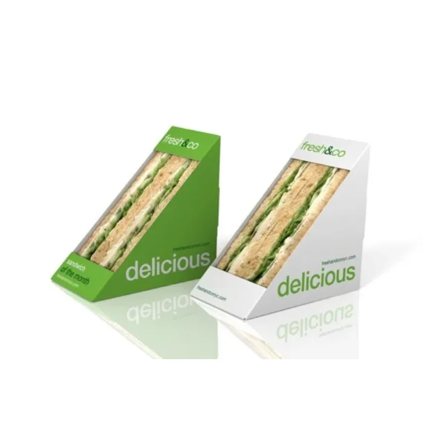 Disposable takeaway lunch sandwich kraft paper box, food grade paperboard Sandwich Wedge Packaging Boxes with window