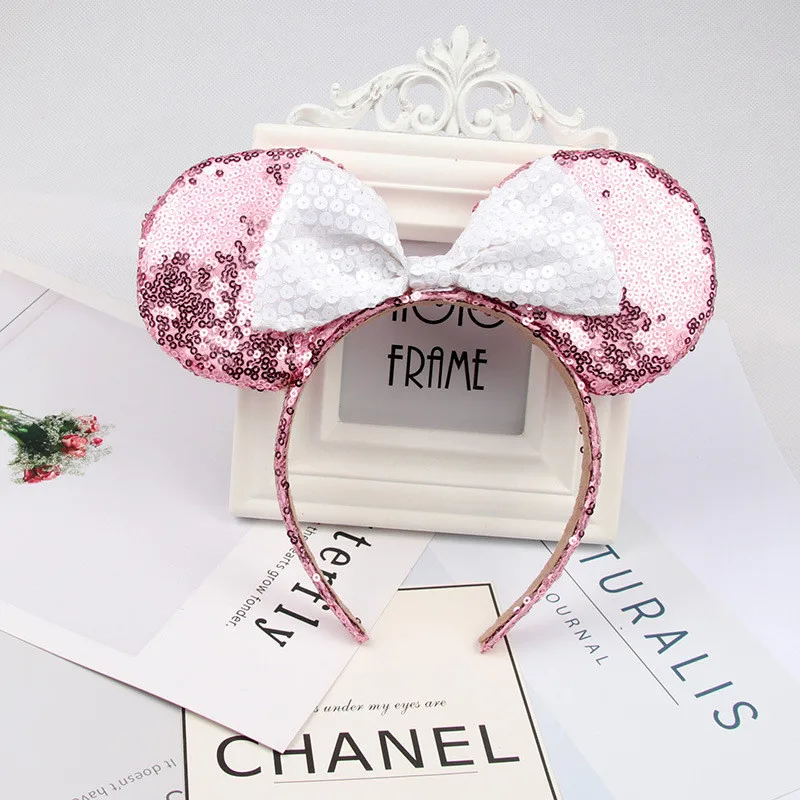 
European and American hair accessories high quality sequins bow headband Mickey ear headband Minnie hairpin 