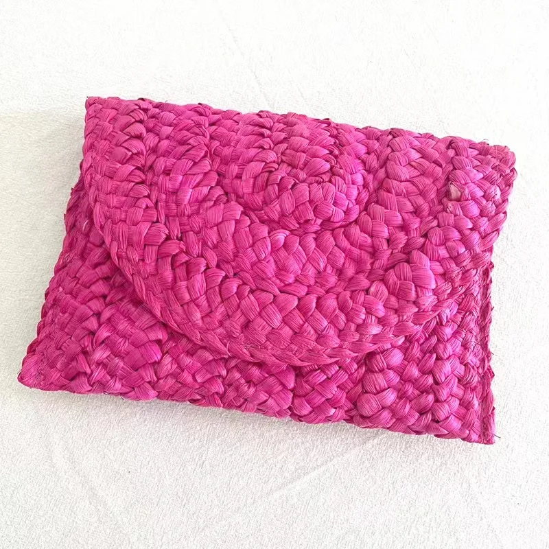 2023 Fashion Straw Women Purse Clutch Wallet Summer Beach Bags Handmade Straw Beach Bag For Women