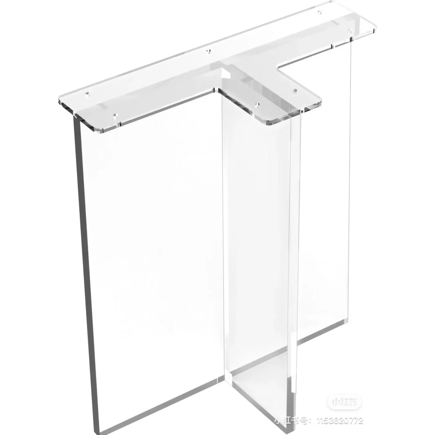 Custom New Model T Shape Modern Square Plank Wood Dining Table Support Table Acrylic Leg