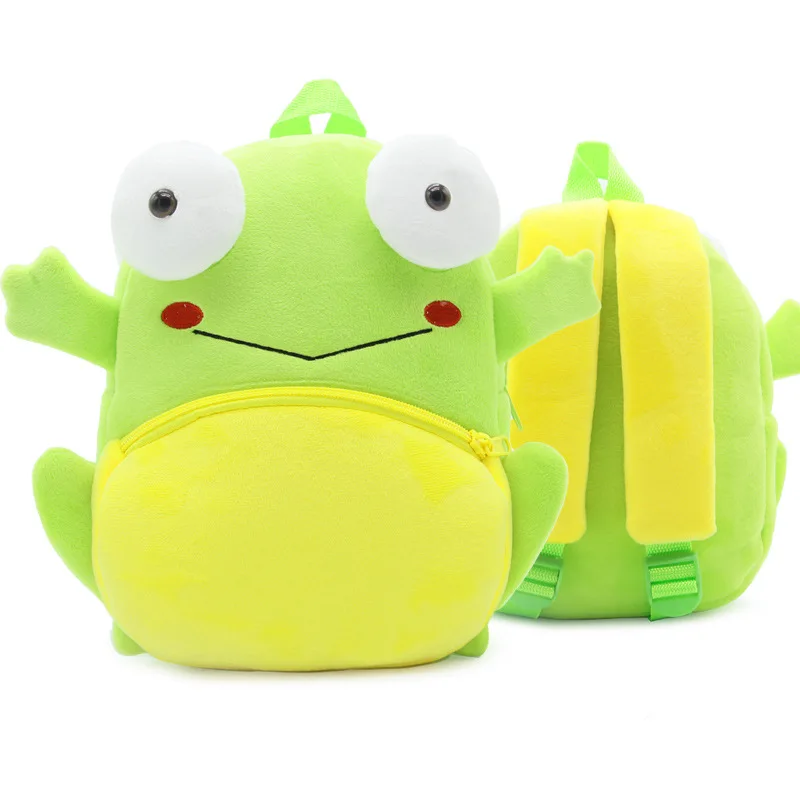 Custom Kindergarten Early Teaching School Bag For Kids 3D Cartoon Zoo Series Cute Frog Cow Ladybug Plush Toy Backpack