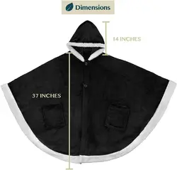 Wearable Blanket Poncho with Neck Warmer Hood Plush Poncho Sweater Large Blanket Cape Hoodie
