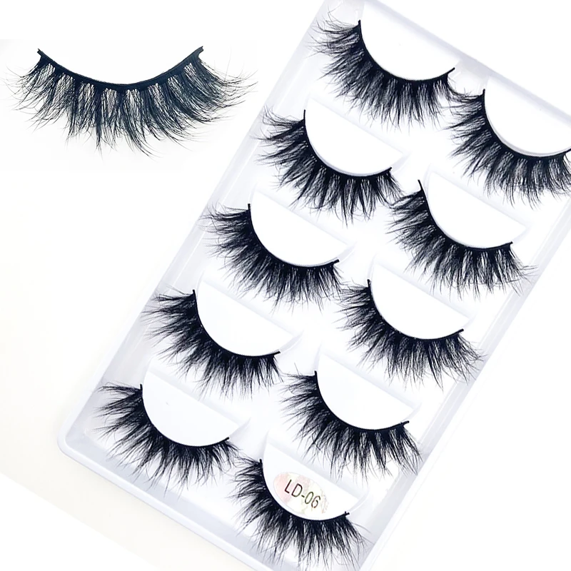 LD series hot 8 styles Fluffy Faux Mink Lashes  5d wholesale Vendor Own Brand  Long 5pairs Mink Eyelash