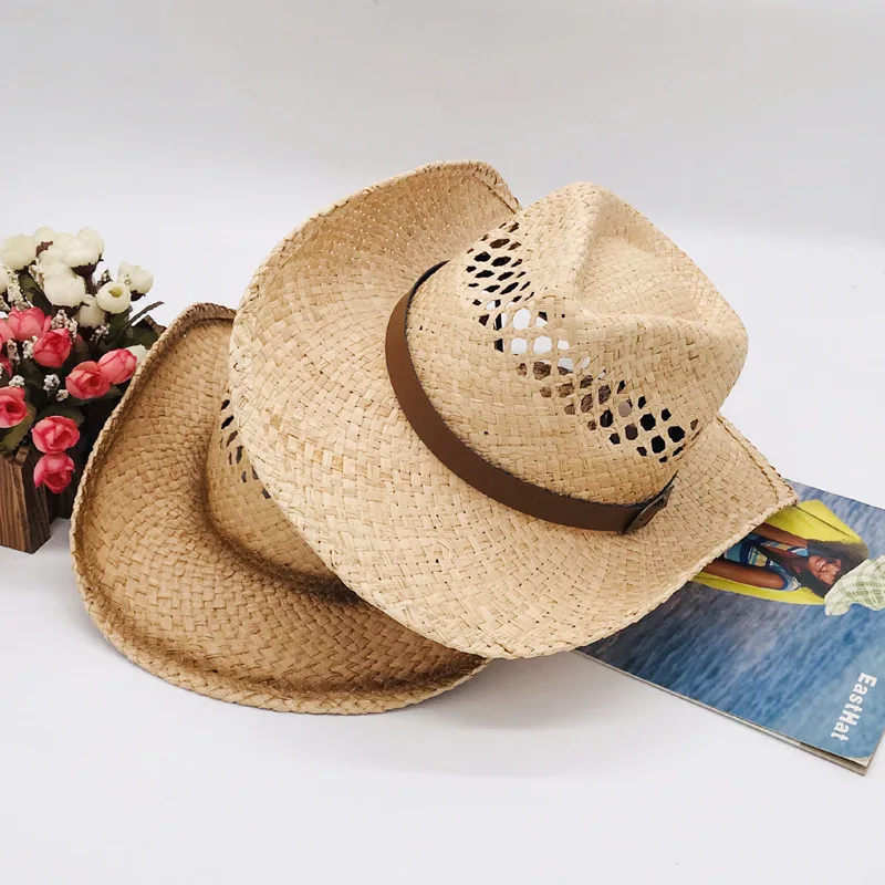 Women Summer Foldable Palm Leaf Cowboy