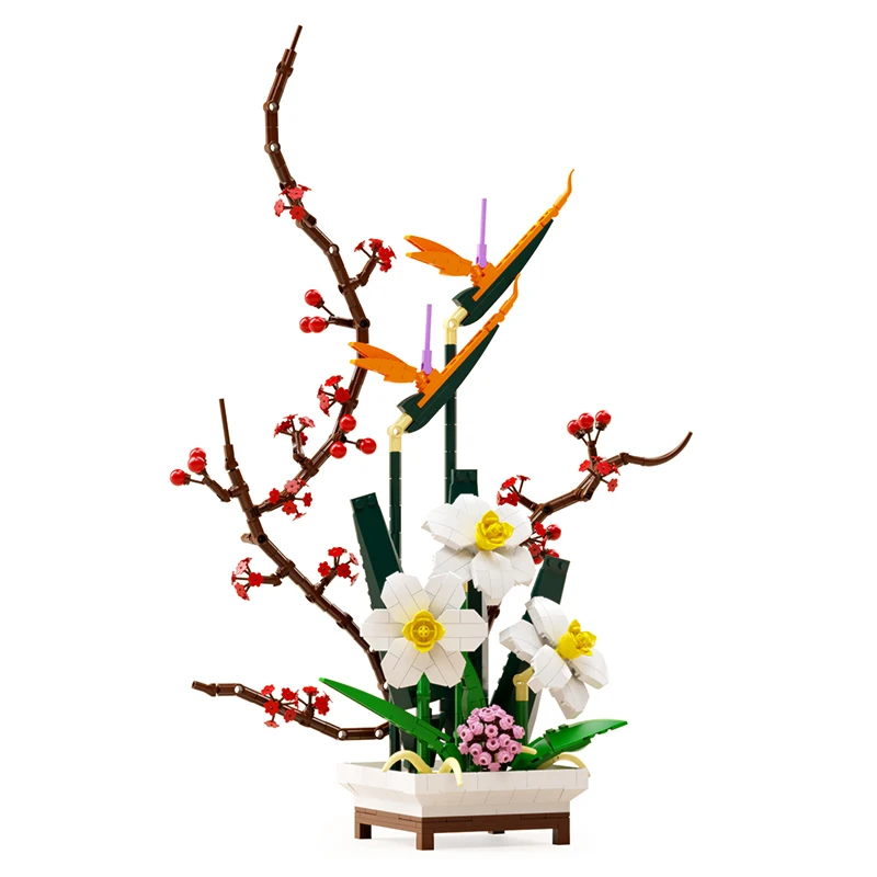 Construction Block Set Flowers Bouquet Brick Toy For Children Girls Mini Art Building Blocks Compatible DIY Gift For Valentine