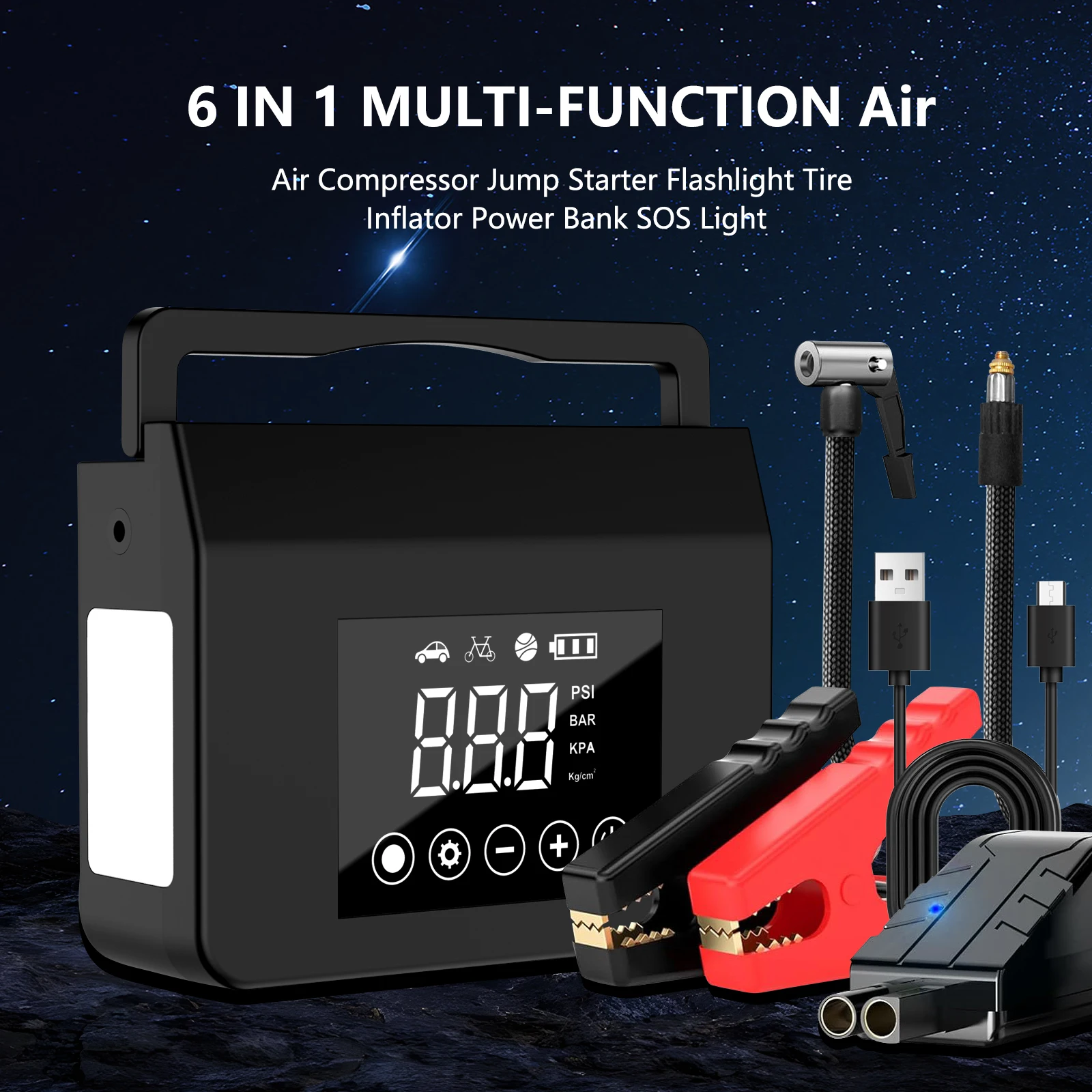 Portable Car Jump Starter with Air Compressor, Capapro 150PSI 4000A Fast Battery Jump Starter Charger Digital Inflator 4000mA