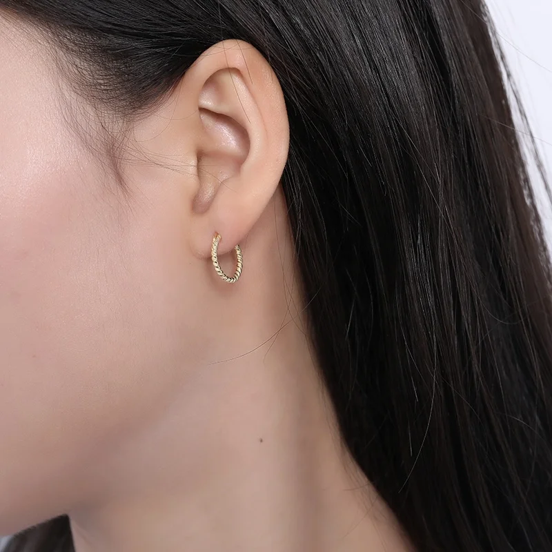 Popular Fashion Gold Hoop Earrings Gypsy Jewelry 925 Silver braid Twisted Hoop Earrings Women