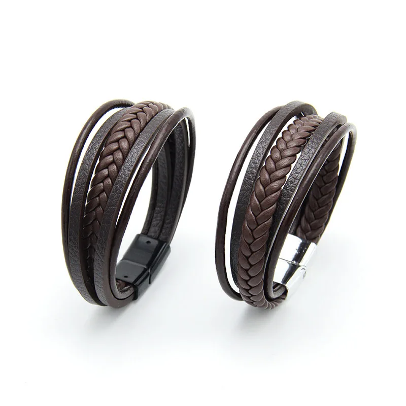 G783 Wholesale Jewelry men handmade rope bracelet Classic Mens Black Braided leather bracelets