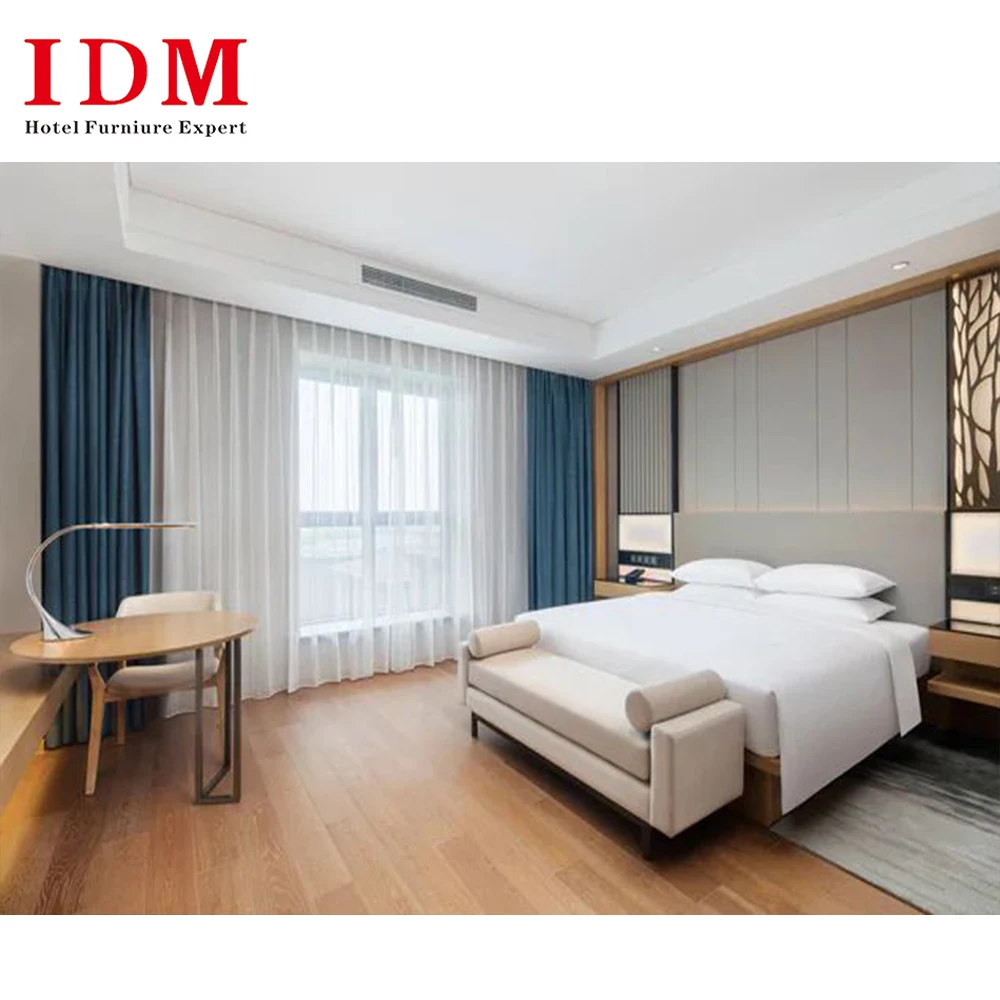 Factory Professional Manufacture Luxury King Size Hotel Room Five Star Guest Design Wooden Hotel Bedroom