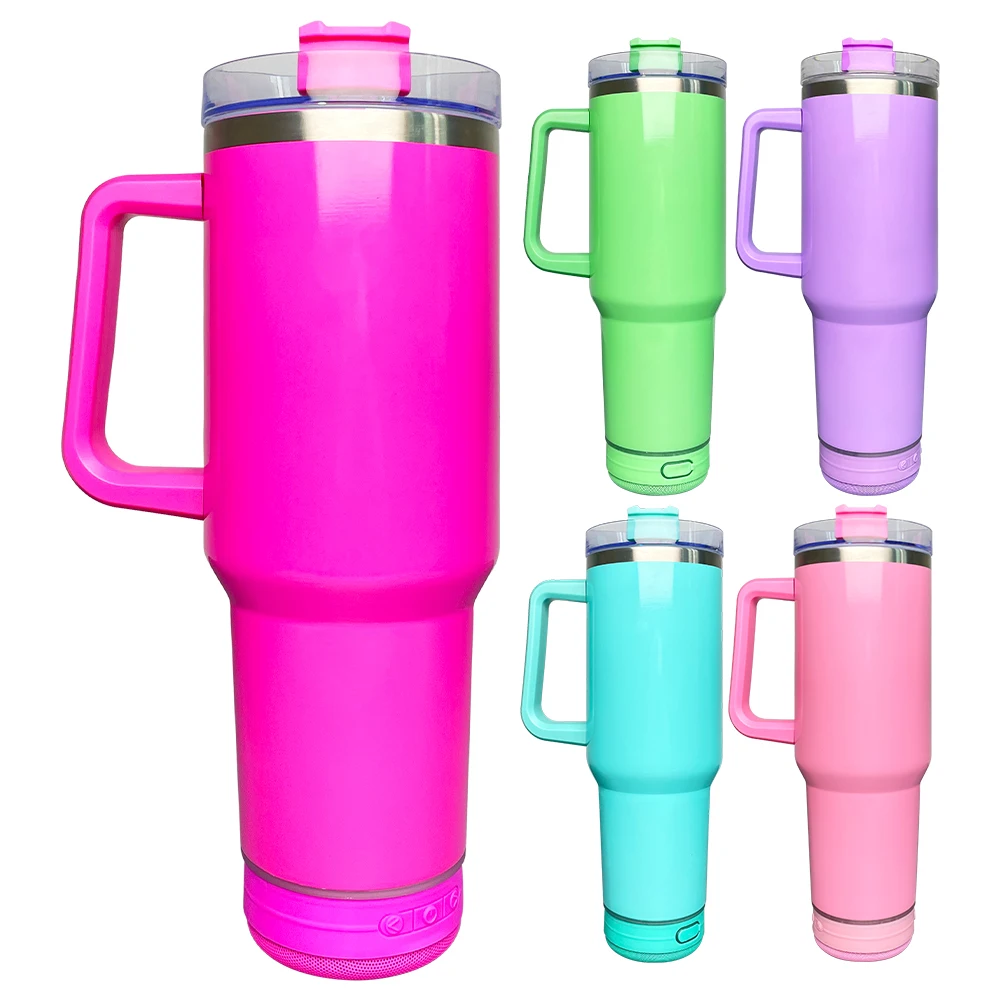 Outdoor Sport 40oz Speaker Tumbler Sublimation Wireless Reusable Drinkware Music Player Sublimation Tumblers with Speakers