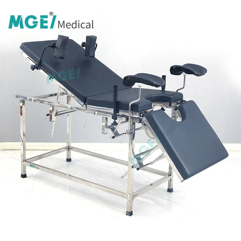 MGE-DO13 cheap exam hospital furniture for clinic medical examination portable delivery bed chairs tables manual simple metal