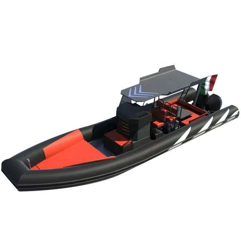 Luxury 28ft RIB860 Deep V Aluminum Hull PVC/Hypalon RIB Boat With T Top Sunshade and Luxury Cushions