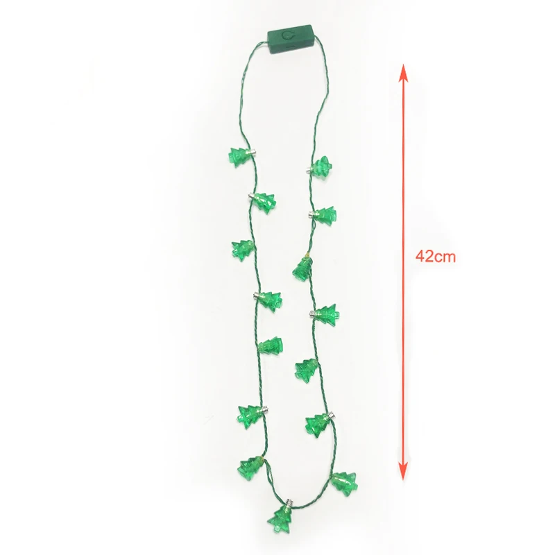 Hot sale christmas light 6 LEDs green light up christmas necklace