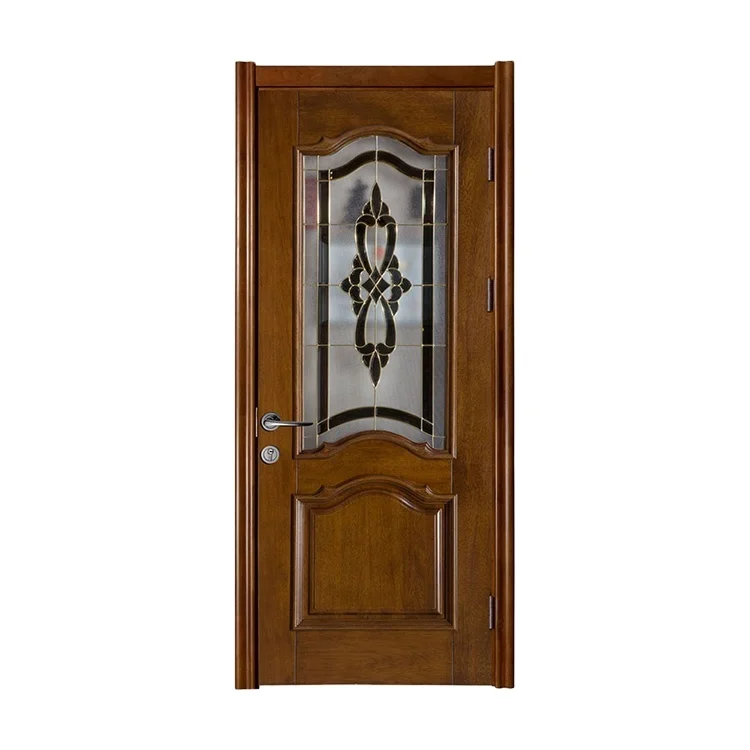 Popular house door kerala door designs solid teak wood glass door price