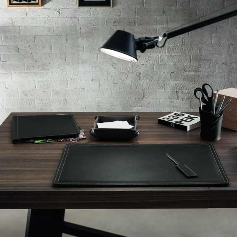 Desk Accessories Set Table Organizer Desk Pad Pen Holder Valet Tray Office Handle Letter Opener Portfolio Folder Leather Gift