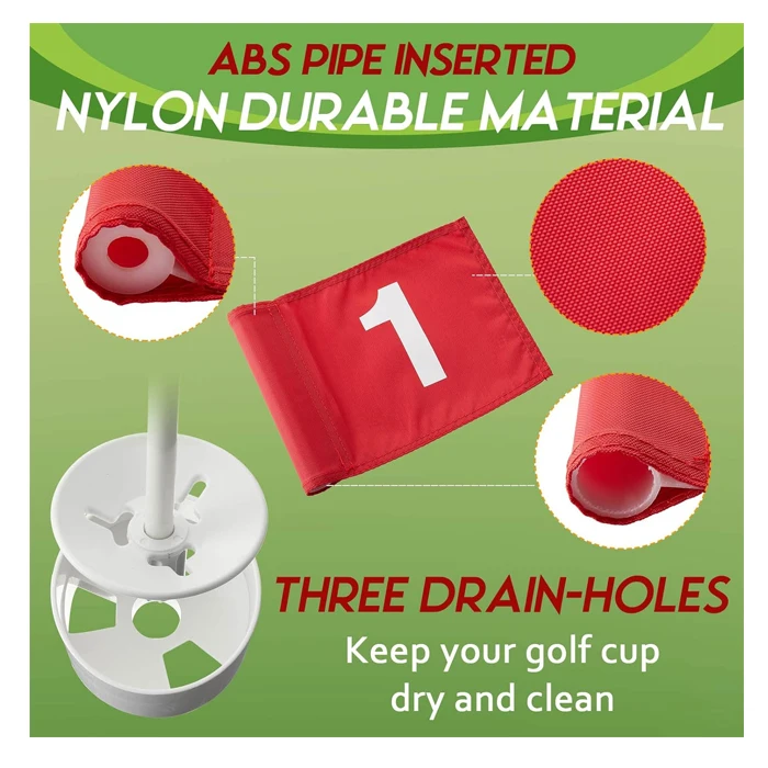 Low Price No MOQ Nylon Oxford Heavy Duty Fabric Ground Campaign Hole Cup Pin Double Sided Custom Mini Master Stick Golf Flag
