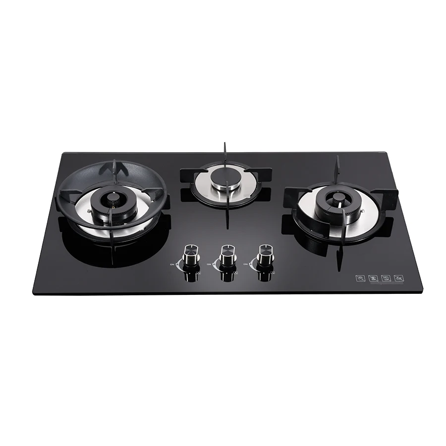 Gas Burners Tempered Panel Cooker 3 Burner Stove Glass Cover China Gas Hobs Cooktop Built In Gas Hob with CB