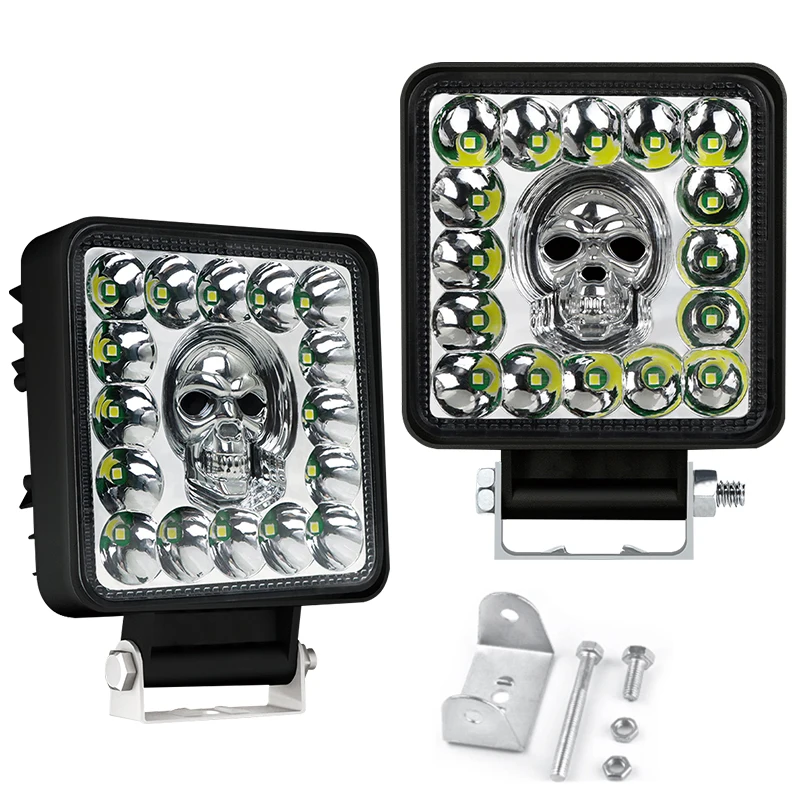RGB Skull colorful lights 48mm aluminum work light offroad car led round work light strobe