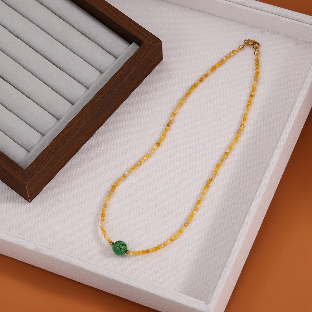 Simple Style Trendy Beaded Necklace for Women High-Grade Luxury Clavicle Chain Light Niche Design Sense for Party
