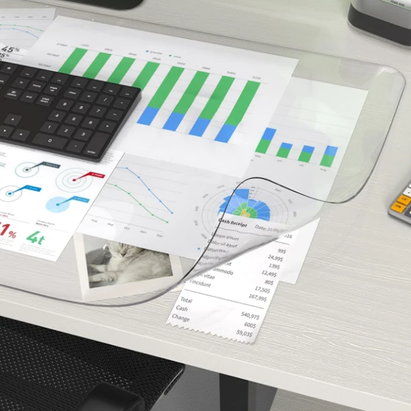 Home Office Desktop Non-Slip Waterproof Wear-Resistant PVC Transparent Clear Desk Pad Mat