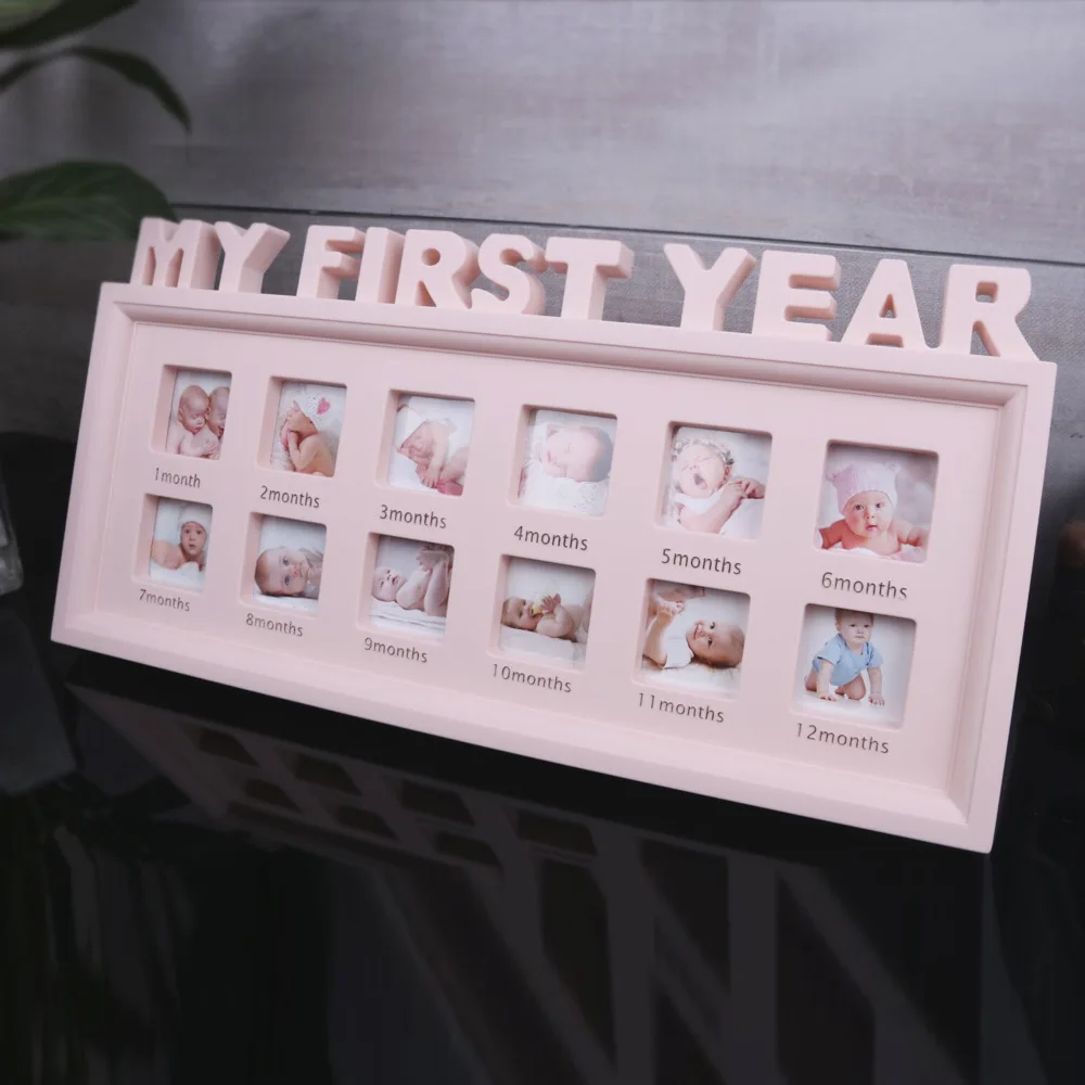 One year old baby photo album 0-12 months growth record plastic photo frame