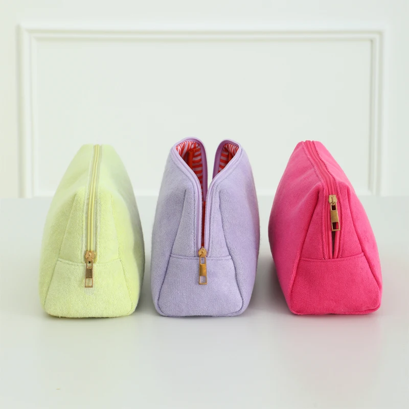 Cosmetic Bag Organizer Make Up Bags For Women Personalized Wedding Gift Terry Cloth Travel Toiletry Bag