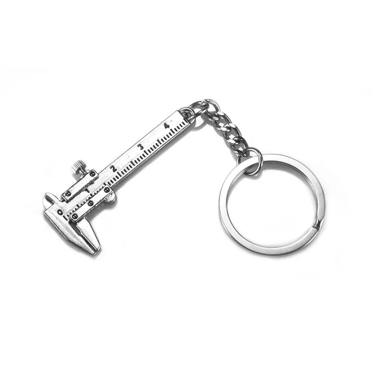 Mini Vernier Caliper Measurement Model Key Chain Zinc Alloy Stylish Silver Key Chain