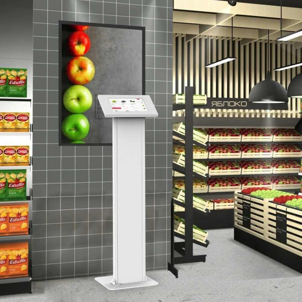 Custom Self Servicet Tablet Floor Kiosk Stand for self-service automated unmanned checkout-free cashierless store