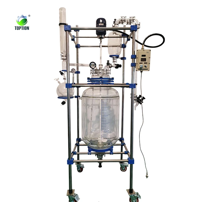 Industrial 300 liters double glass reactor electric explosion proof