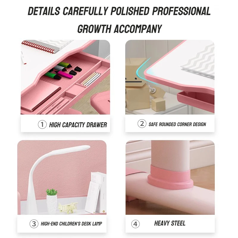 Children Wholesale Factory Price Height Adjustable Ergonomic kids study table desk for kids